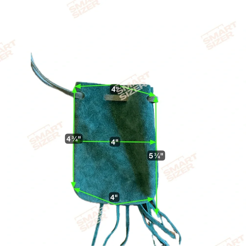 Bison Native American Green Suede Fringe Medicine Necklace Pouch- Beautiful! 🦬